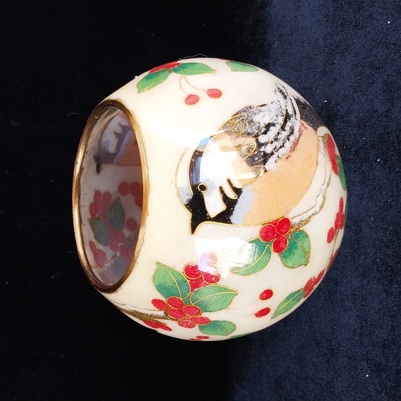 William Bill Yee Plique-a-Jour Cloisonne Chickadee Votive Candle Holder - Picture 2 of 7